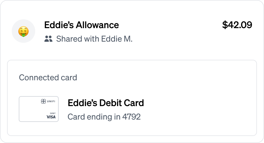 Card connected to shared account