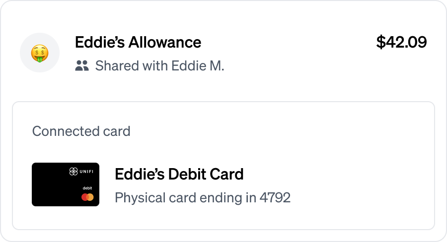 Card connected to shared account