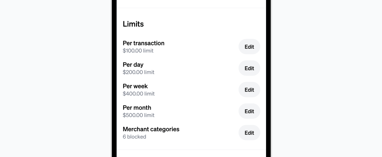 Set spending limits on your checking account
