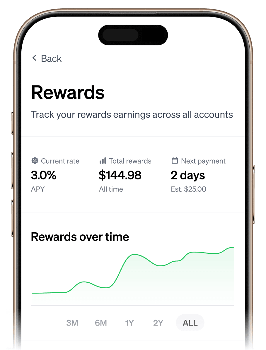 UniFi rewards screen showing 3% annual rewards
